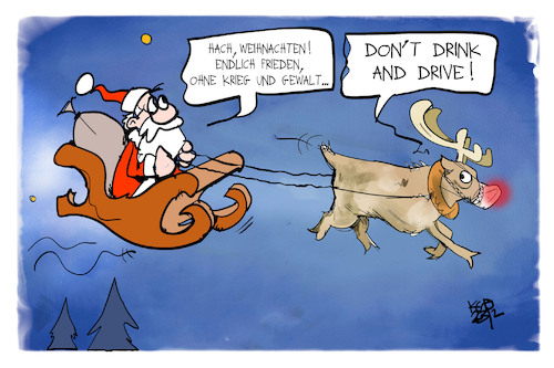 Cartoon: Friedvolle Weihnachten (medium) by Kostas Koufogiorgos tagged karikatur,koufogiorgos,weihnachten,alkohol,rudolph,schlitten,weihnachtsmann,fahren,trinken,karikatur,koufogiorgos,weihnachten,alkohol,rudolph,schlitten,weihnachtsmann,fahren,trinken