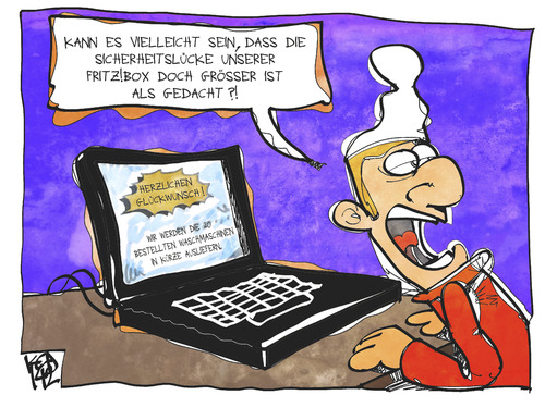 Cartoon: FRITZ!Box (medium) by Kostas Koufogiorgos tagged karikatur,illustration,cartoon,koufogiorgos,fritzbox,router,internet,sicherheit,datenschutz,datenklau,michel,computer,technik,modem,karikatur,illustration,cartoon,koufogiorgos,fritzbox,router,internet,sicherheit,datenschutz,datenklau,michel,computer,technik,modem