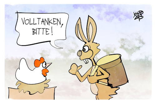 Cartoon: Frohe Eiersuche (medium) by Kostas Koufogiorgos tagged karikatur,koufogiorgos,ostern,eier,osterei,tanken,huhn,henne,ei,karikatur,koufogiorgos,ostern,eier,osterei,tanken,huhn,henne,ei