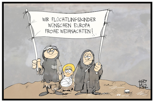 Cartoon: Frohe Weihnachten Europa! (medium) by Kostas Koufogiorgos tagged karikatur,koufogiorgos,illustration,cartoon,weihnachten,flüchtlinge,flüchtlingskinder,europa,solidarität,humanität,karikatur,koufogiorgos,illustration,cartoon,weihnachten,flüchtlinge,flüchtlingskinder,europa,solidarität,humanität