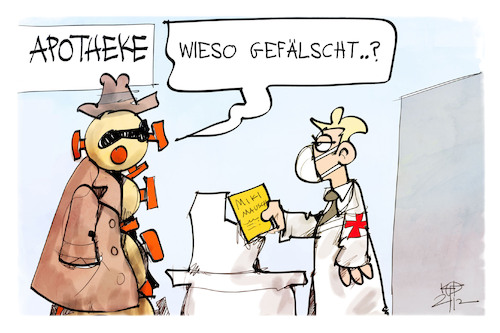 Cartoon: Gefälschte Impässe (medium) by Kostas Koufogiorgos tagged karikatur,koufogiorgos,illustration,cartoon,impfpass,fälschung,apotheke,corona,betrug,karikatur,koufogiorgos,illustration,cartoon,impfpass,fälschung,apotheke,corona,betrug