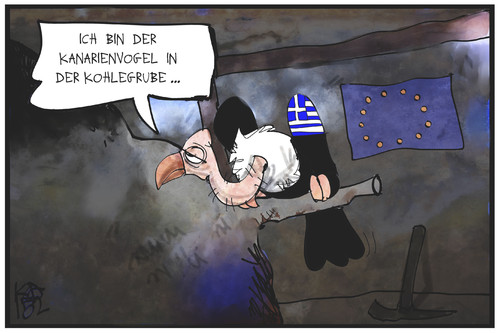 Cartoon: Griechenland (medium) by Kostas Koufogiorgos tagged karikatur,koufogiorgos,illustration,cartoon,geier,kanarienvogel,vogel,grube,kohle,pleite,griechenland,wirtschaft,politik,karikatur,koufogiorgos,illustration,cartoon,geier,kanarienvogel,vogel,grube,kohle,pleite,griechenland,wirtschaft,politik