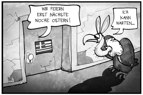 Cartoon: Griechenland (medium) by Kostas Koufogiorgos tagged karikatur,koufogiorgos,illustration,cartoon,griechenland,ostern,geier,osterhase,pleitegeier,vogel,osterfest,pleite,bankrott,wirtschaft,politik,karikatur,koufogiorgos,illustration,cartoon,griechenland,ostern,geier,osterhase,pleitegeier,vogel,osterfest,pleite,bankrott,wirtschaft,politik