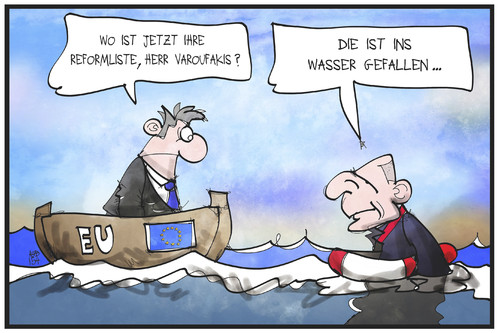 Cartoon: Griechenland (medium) by Kostas Koufogiorgos tagged karikatur,koufogiorgos,illustration,cartoon,eu,eurogruppe,griechenland,wasser,reformen,reformliste,rettung,untergang,wirtschaft,politik,karikatur,koufogiorgos,illustration,cartoon,eu,eurogruppe,griechenland,wasser,reformen,reformliste,rettung,untergang,wirtschaft,politik