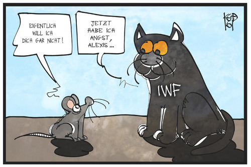 Cartoon: Griechenland und der IWF (medium) by Kostas Koufogiorgos tagged karikatur,koufogiorgos,illustration,cartoon,iwf,währungsfond,lagarde,tsipras,griechenland,schuldenkrise,karikatur,koufogiorgos,illustration,cartoon,iwf,währungsfond,lagarde,tsipras,griechenland,schuldenkrise