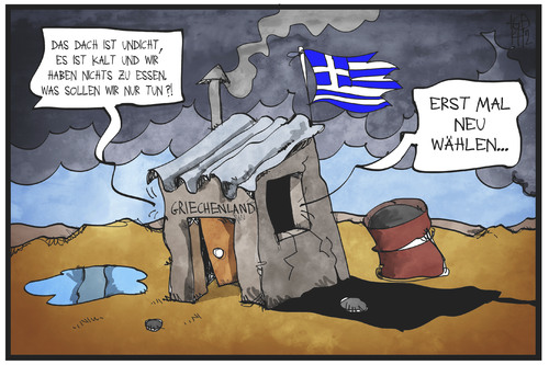 Cartoon: Griechenland wählt wieder (medium) by Kostas Koufogiorgos tagged karikatur,koufogiorgos,illustration,cartoon,griechenland,neuwahl,demokratie,politik,haus,armut,karikatur,koufogiorgos,illustration,cartoon,griechenland,neuwahl,demokratie,politik,haus,armut