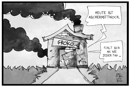 Cartoon: GroKo am Aschermittwoch (medium) by Kostas Koufogiorgos tagged karikatur,koufogiorgos,illustration,cartoon,groko,regierung,koalition,aschermittwoch,haus,spd,cdu,csu,streit,karikatur,koufogiorgos,illustration,cartoon,groko,regierung,koalition,aschermittwoch,haus,spd,cdu,csu,streit