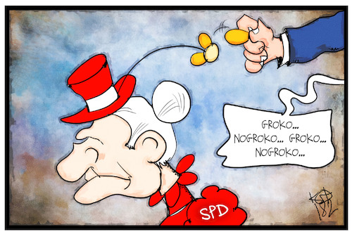 Cartoon: Groko oder NoGroko (medium) by Kostas Koufogiorgos tagged karikatur,koufogiorgos,illustration,cartoon,groko,nogroko,spd,tante,hut,blume,entweder,oder,frage,entscheidung,mitgliederentscheid,sozialdemokraten,karikatur,koufogiorgos,illustration,cartoon,groko,nogroko,spd,tante,hut,blume,entweder,oder,frage,entscheidung,mitgliederentscheid,sozialdemokraten