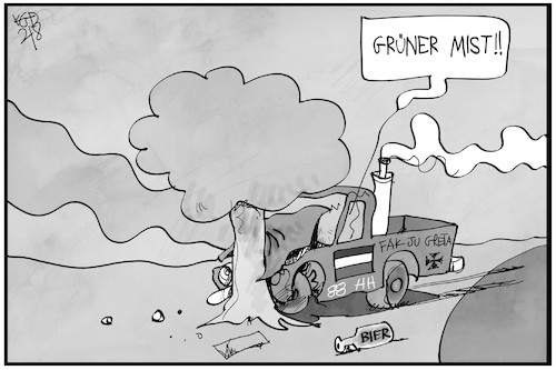 Cartoon: Grüner Mist (medium) by Kostas Koufogiorgos tagged karikatur,koufogiorgos,illustration,cartoon,grüne,reichsbuerger,unfall,baum,mist,karikatur,koufogiorgos,illustration,cartoon,grüne,reichsbuerger,unfall,baum,mist