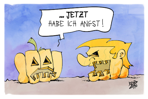 Cartoon: Grusel vor der US-Wahl (medium) by Kostas Koufogiorgos tagged karikatur,koufogiorgos,gruselig,halloween,trump,angst,kürbis,karikatur,koufogiorgos,gruselig,halloween,trump,angst,kürbis