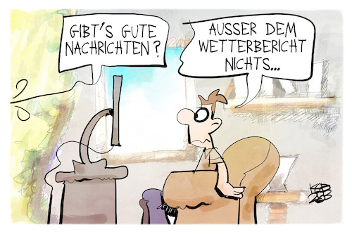 Cartoon: Gute Nachrichten (medium) by Kostas Koufogiorgos tagged karikatur,koufogiorgos,nachrichten,wetterbericht,fernsehen,karikatur,koufogiorgos,nachrichten,wetterbericht,fernsehen