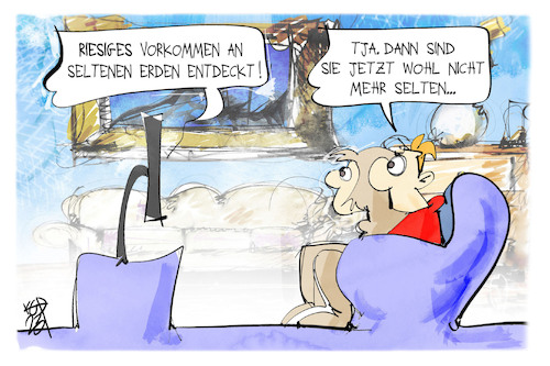 Cartoon: Häufige Erden (medium) by Kostas Koufogiorgos tagged karikatur,koufogiorgos,schweden,bodenschatz,erde,selten,wirtschaft,bergbau,karikatur,koufogiorgos,schweden,bodenschatz,erde,selten,wirtschaft,bergbau