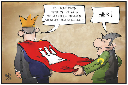 Cartoon: Hamburger Regierung (medium) by Kostas Koufogiorgos tagged karikatur,koufogiorgos,illustration,cartoon,hamburg,scholz,könig,bürgerschaft,senat,grüne,spd,rot,grün,schleppe,träger,senator,diener,politik,koalition,regierung,bürgermeister,karikatur,koufogiorgos,illustration,cartoon,hamburg,scholz,könig,bürgerschaft,senat,grüne,spd,rot,grün,schleppe,träger,senator,diener,politik,koalition,regierung,bürgermeister