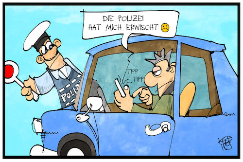 Cartoon: Handy am Steuer (medium) by Kostas Koufogiorgos tagged karikatur,koufogiorgos,illustration,cartoon,handy,steuer,polizei,aktionstag,erwischt,auto,autofahrer,verkehr,verkehrssünder,kontrolle,smartphone,emoji,messenger,karikatur,koufogiorgos,illustration,cartoon,handy,steuer,polizei,aktionstag,erwischt,auto,autofahrer,verkehr,verkehrssünder,kontrolle,smartphone,emoji,messenger