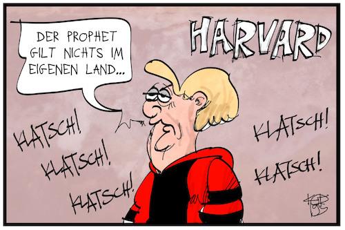 Cartoon: Harvard (medium) by Kostas Koufogiorgos tagged karikatur,koufogiorgos,illustration,cartoon,harvard,merkel,ehrendoktor,würde,prophet,ehre,universität,bildung,kanzlerin,karikatur,koufogiorgos,illustration,cartoon,harvard,merkel,ehrendoktor,würde,prophet,ehre,universität,bildung,kanzlerin