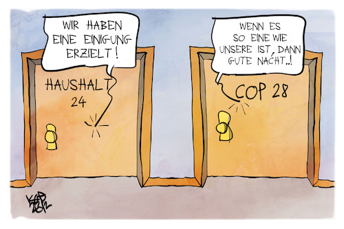 Cartoon: Haushalt 24 und COP28 (medium) by Kostas Koufogiorgos tagged karikatur,koufogiorgos,cop28,haushalt,klimakonferenz,einigung,tür,karikatur,koufogiorgos,cop28,haushalt,klimakonferenz,einigung,tür