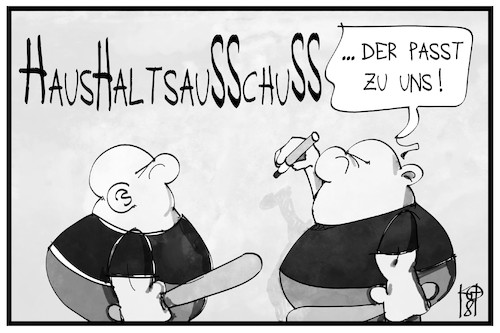 Cartoon: Haushaltsausschuss (medium) by Kostas Koufogiorgos tagged karikatur,koufogiorgos,illustration,cartoon,afd,haushaltsausschuss,neonazi,symbol,rechtsradikal,partei,parlament,bundestag,politik,karikatur,koufogiorgos,illustration,cartoon,afd,haushaltsausschuss,neonazi,symbol,rechtsradikal,partei,parlament,bundestag,politik