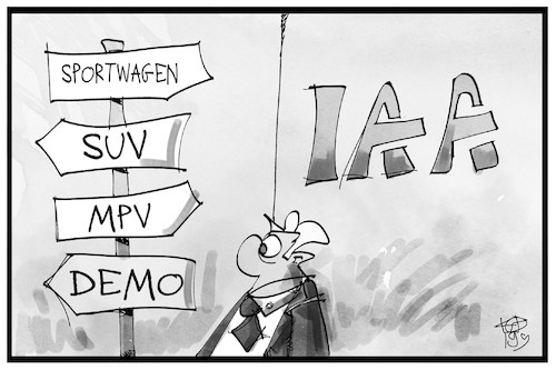 Cartoon: IAA-Proteste (medium) by Kostas Koufogiorgos tagged karikatur,koufogiorgos,illustration,cartoon,iaa,demo,protest,automobil,sternmarsch,suv,kritik,wirtschaft,messe,karikatur,koufogiorgos,illustration,cartoon,iaa,demo,protest,automobil,sternmarsch,suv,kritik,wirtschaft,messe