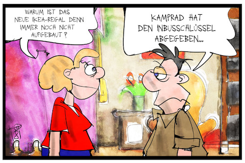 Cartoon: IKEA (medium) by Kostas Koufogiorgos tagged karikatur,koufogiorgos,illustration,cartoon,kamprad,inbus,schlüssel,werkzeug,möbel,sb,selbstbau,wohnung,paar,familie,heimwerker,ikea,karikatur,koufogiorgos,illustration,cartoon,kamprad,inbus,schlüssel,werkzeug,möbel,sb,selbstbau,wohnung,paar,familie,heimwerker,ikea