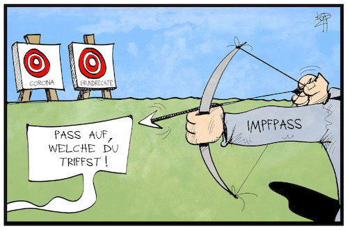 Cartoon: Impfpass (medium) by Kostas Koufogiorgos tagged karikatur,koufogiorgos,illustration,cartoon,corona,impfpass,grundrechte,pfeil,bogen,treffen,zielen,pandemie,karikatur,koufogiorgos,illustration,cartoon,corona,impfpass,grundrechte,pfeil,bogen,treffen,zielen,pandemie