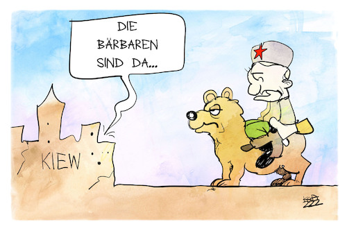 Cartoon: Invasion der Bärbaren (medium) by Kostas Koufogiorgos tagged karikatur,koufogiorgos,bärbar,bär,barbar,russland,krieg,invasion,karikatur,koufogiorgos,bärbar,bär,barbar,russland,krieg,invasion