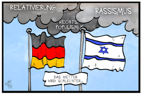 Cartoon: Israel und Deutschland (medium) by Kostas Koufogiorgos tagged karikatur,koufogiorgos,illustration,cartoon,israel,deutschland,fahne,flagge,populismus,rassismus,antisemitismus,judentum,karikatur,koufogiorgos,illustration,cartoon,israel,deutschland,fahne,flagge,populismus,rassismus,antisemitismus,judentum