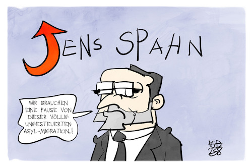 Cartoon: Jens Spahn (medium) by Kostas Koufogiorgos tagged karikatur,koufogiorgos,spahn,afd,migration,asyl,rhetorik,karikatur,koufogiorgos,spahn,afd,migration,asyl,rhetorik