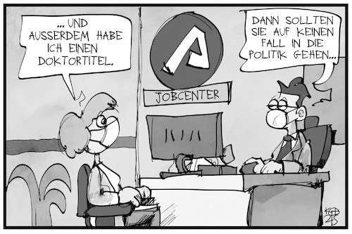 Cartoon: Jobkiller Doktortitel (medium) by Kostas Koufogiorgos tagged karikatur,koufogiorgos,illustration,cartoon,doktortitel,akademiker,politik,giffey,rücktritt,jobcenter,arbeitsamt,arbeitssuche,jobvermittlung,karikatur,koufogiorgos,illustration,cartoon,doktortitel,akademiker,politik,giffey,rücktritt,jobcenter,arbeitsamt,arbeitssuche,jobvermittlung