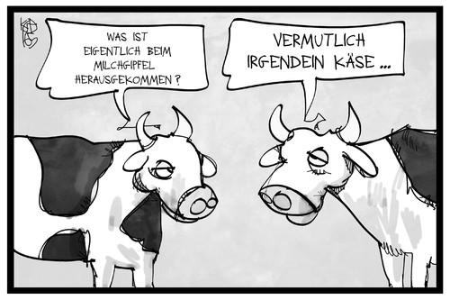 Cartoon: Käse beim Milchgipfel (medium) by Kostas Koufogiorgos tagged karikatur,koufogiorgos,illustration,cartoon,milchgipfel,kuh,milch,kaese,ergebnis,treffen,milchbauern,milchwirtschaft,agrar,ökonomie,tier,natur,karikatur,koufogiorgos,illustration,cartoon,milchgipfel,kuh,milch,kaese,ergebnis,treffen,milchbauern,milchwirtschaft,agrar,ökonomie,tier,natur