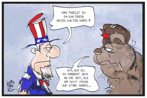 Cartoon: Kalter Krieg (medium) by Kostas Koufogiorgos tagged karikatur,koufogiorgos,cartoon,illustration,bär,uncle,sam,russland,usa,kalter,krieg,weltherrschaft,karikatur,koufogiorgos,cartoon,illustration,bär,uncle,sam,russland,usa,kalter,krieg,weltherrschaft