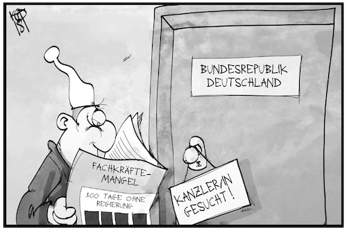 Cartoon: Kanzlerin gesucht (medium) by Kostas Koufogiorgos tagged karikatur,koufogiorgos,illustration,cartoon,fachkräftemangel,arbeitsplatz,arbeitnehmer,regierungsbildung,michel,deutschland,arbeitsmarkt,kanzler,stellenausschreibung,karikatur,koufogiorgos,illustration,cartoon,fachkräftemangel,arbeitsplatz,arbeitnehmer,regierungsbildung,michel,deutschland,arbeitsmarkt,kanzler,stellenausschreibung