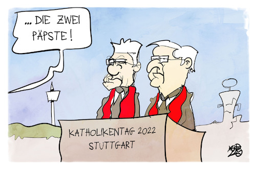 Cartoon: Katholikentag in Stuttgart (medium) by Kostas Koufogiorgos tagged karikatur,koufogiorgos,päpste,papst,stuttgart,kretschmann,steinmeier,katholikentag,karikatur,koufogiorgos,päpste,papst,stuttgart,kretschmann,steinmeier,katholikentag