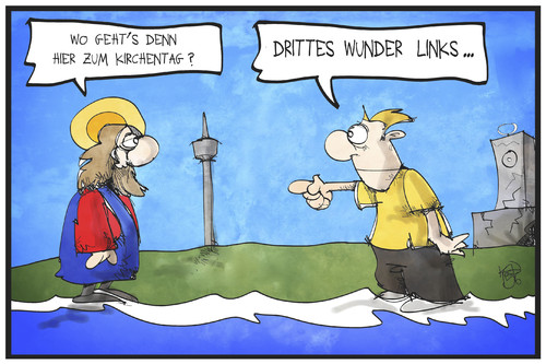 Cartoon: Kirchentag (medium) by Kostas Koufogiorgos tagged karikatur,koufogiorgos,illustration,cartoon,kirchentag,stuttgart,wunder,weg,wasser,religion,christentum,karikatur,koufogiorgos,illustration,cartoon,kirchentag,stuttgart,wunder,weg,wasser,religion,christentum