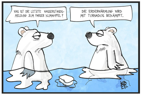 Cartoon: Klimawandel (medium) by Kostas Koufogiorgos tagged wasserstandsmeldung,aus,paris,karikatur,koufogiorgos,cartoon,eisbär,klimawandel,erderwärmung,klimagipfel,tornado,bombardierung,bekämpfung,krieg,wasserstand,pegel,umwelt,wasserstandsmeldung,aus,paris,karikatur,koufogiorgos,cartoon,eisbär,klimawandel,erderwärmung,klimagipfel,tornado,bombardierung,bekämpfung,krieg,wasserstand,pegel,umwelt