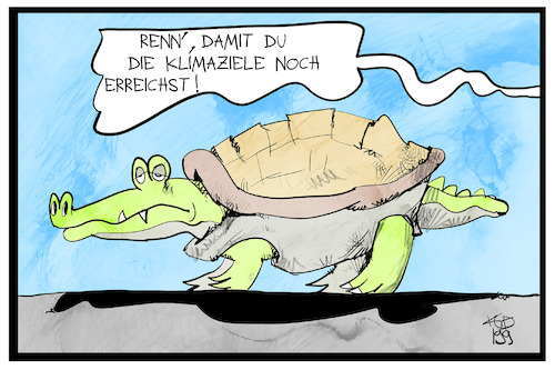 Cartoon: Klimaziele (medium) by Kostas Koufogiorgos tagged karikatur,koufogiorgos,illustration,cartoon,groko,schildkröte,langsamkeit,grokodil,klimaziel,rennen,geschwindigkeit,regierung,koalition,karikatur,koufogiorgos,illustration,cartoon,groko,schildkröte,langsamkeit,grokodil,klimaziel,rennen,geschwindigkeit,regierung,koalition