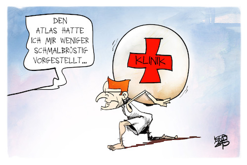 Cartoon: Klinik-Atlas (medium) by Kostas Koufogiorgos tagged karikatur,koufogiorgos,klinik,atlas,lauterbach,krankenhausreform,karikatur,koufogiorgos,klinik,atlas,lauterbach,krankenhausreform