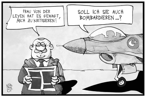 Cartoon: Kritik an der Türkei (medium) by Kostas Koufogiorgos tagged karikatur,koufogiorgos,illustration,cartoon,pkk,is,von,der,leyen,erdogan,flugzeug,militär,angriff,bombardierung,krieg,konflikt,karikatur,koufogiorgos,illustration,cartoon,pkk,is,von,der,leyen,erdogan,flugzeug,militär,angriff,bombardierung,krieg,konflikt