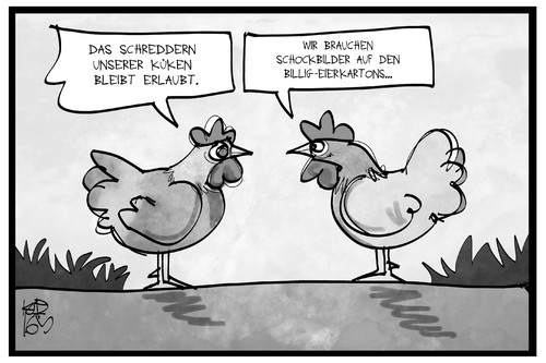 Cartoon: Küken schreddern (medium) by Kostas Koufogiorgos tagged karikatur,koufogiorgos,illustration,cartoon,huhn,küken,schreddern,tier,töten,tierschutz,eier,schockbild,massentierhaltung,ethik,karikatur,koufogiorgos,illustration,cartoon,huhn,küken,schreddern,tier,töten,tierschutz,eier,schockbild,massentierhaltung,ethik