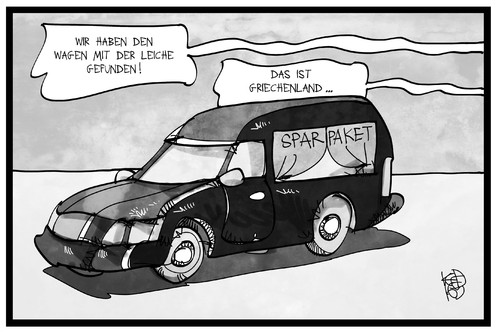 Cartoon: Leichenwagen-Fund (medium) by Kostas Koufogiorgos tagged karikatur,koufogiorgos,illustration,cartoon,leichenwagen,griechenland,auto,fund,wirtschaft,schulden,krise,europa,karikatur,koufogiorgos,illustration,cartoon,leichenwagen,griechenland,auto,fund,wirtschaft,schulden,krise,europa