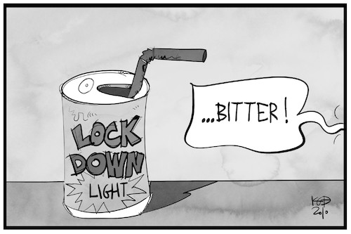 Cartoon: Lockdown light (medium) by Kostas Koufogiorgos tagged karikatur,koufogiorgos,illustration,cartoon,lockdown,light,bitter,corona,pandemie,massnahmen,geschmack,karikatur,koufogiorgos,illustration,cartoon,lockdown,light,bitter,corona,pandemie,massnahmen,geschmack