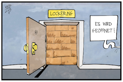 Cartoon: Lockdown oder Öffnung (medium) by Kostas Koufogiorgos tagged karikatur,koufogiorgos,illustration,cartoon,lockdown,öffnung,tür,pandemie,corona,karikatur,koufogiorgos,illustration,cartoon,lockdown,öffnung,tür,pandemie,corona