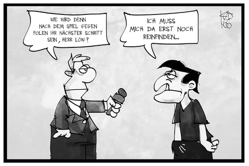 Cartoon: Löws nächster Schritt (medium) by Kostas Koufogiorgos tagged karikatur,koufogiorgos,illustration,cartoon,jogi,löw,fussball,reporter,hosengate,schritt,deutschland,polen,em,nationalmannschaft,bundestrainer,sport,karikatur,koufogiorgos,illustration,cartoon,jogi,löw,fussball,reporter,hosengate,schritt,deutschland,polen,em,nationalmannschaft,bundestrainer,sport