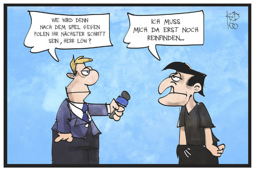 Cartoon: Löws nächster Schritt (medium) by Kostas Koufogiorgos tagged karikatur,koufogiorgos,illustration,cartoon,jogi,löw,fussball,reporter,hosengate,schritt,deutschland,polen,em,nationalmannschaft,bundestrainer,sport,karikatur,koufogiorgos,illustration,cartoon,jogi,löw,fussball,reporter,hosengate,schritt,deutschland,polen,em,nationalmannschaft,bundestrainer,sport