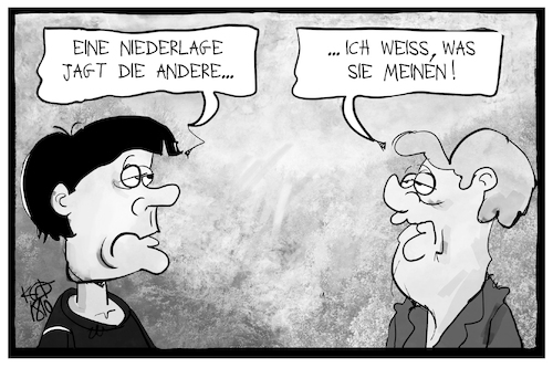 Cartoon: Löws Niederlage (medium) by Kostas Koufogiorgos tagged karikatur,koufogiorgos,illustration,cartoon,bundestrainer,bundeskanzlerin,löw,merkel,niederlage,wahl,sport,fussball,politik,demokratie,karikatur,koufogiorgos,illustration,cartoon,bundestrainer,bundeskanzlerin,löw,merkel,niederlage,wahl,sport,fussball,politik,demokratie