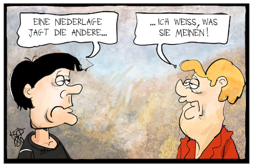 Cartoon: Löws Niederlage (medium) by Kostas Koufogiorgos tagged karikatur,koufogiorgos,illustration,cartoon,bundestrainer,bundeskanzlerin,löw,merkel,niederlage,wahl,sport,fussball,politik,demokratie,karikatur,koufogiorgos,illustration,cartoon,bundestrainer,bundeskanzlerin,löw,merkel,niederlage,wahl,sport,fussball,politik,demokratie