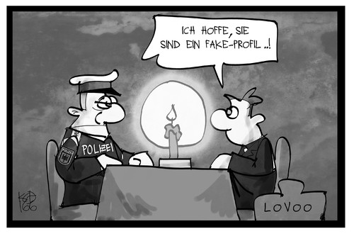 Cartoon: Lovoo (medium) by Kostas Koufogiorgos tagged karikatur,koufogiorgos,cartoon,illustration,razzia,polizei,lovoo,betrug,fake,profil,dating,app,internet,liebe,date,verabredung,karikatur,koufogiorgos,cartoon,illustration,razzia,polizei,lovoo,betrug,fake,profil,dating,app,internet,liebe,date,verabredung