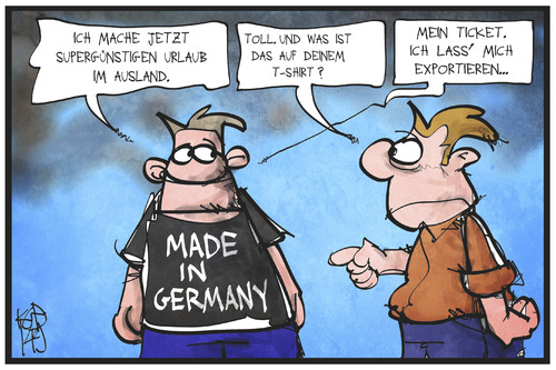 Cartoon: Made in Germany (medium) by Kostas Koufogiorgos tagged karikatur,koufogiorgos,illustration,cartoon,export,made,in,germany,handel,urlaub,deutschland,ausland,politik,wirtschaft,karikatur,koufogiorgos,illustration,cartoon,export,made,in,germany,handel,urlaub,deutschland,ausland,politik,wirtschaft