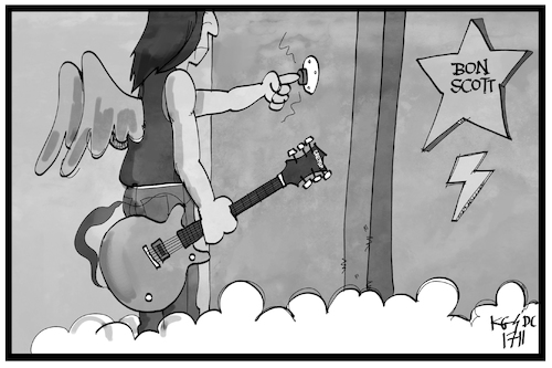 Cartoon: Malcolm Young (medium) by Kostas Koufogiorgos tagged karikatur,koufogiorgos,illustration,cartoon,malcolm,young,acdc,rockband,musiker,bon,scott,heavy,metal,musik,kultur,paradies,himmel,engel,gitarrist,karikatur,koufogiorgos,illustration,cartoon,malcolm,young,acdc,rockband,musiker,bon,scott,heavy,metal,musik,kultur,paradies,himmel,engel,gitarrist