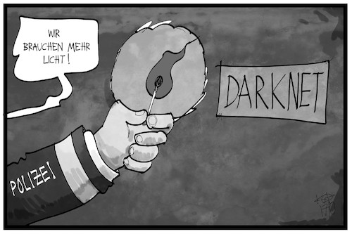 Cartoon: Mehr Licht im Darknet (medium) by Kostas Koufogiorgos tagged karikatur,koufogiorgos,illustration,cartoon,darknet,polizei,licht,ermittlung,missbrauch,kriminalität,karikatur,koufogiorgos,illustration,cartoon,darknet,polizei,licht,ermittlung,missbrauch,kriminalität