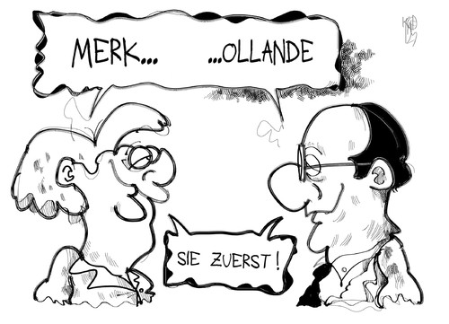 Cartoon: Merkollande (medium) by Kostas Koufogiorgos tagged merkollande,merkel,hollande,frankreich,deutschland,präsident,bundeskanzlerin,politik,karikatur,koufogiorgos,merkel,hollande,frankreich,deutschland